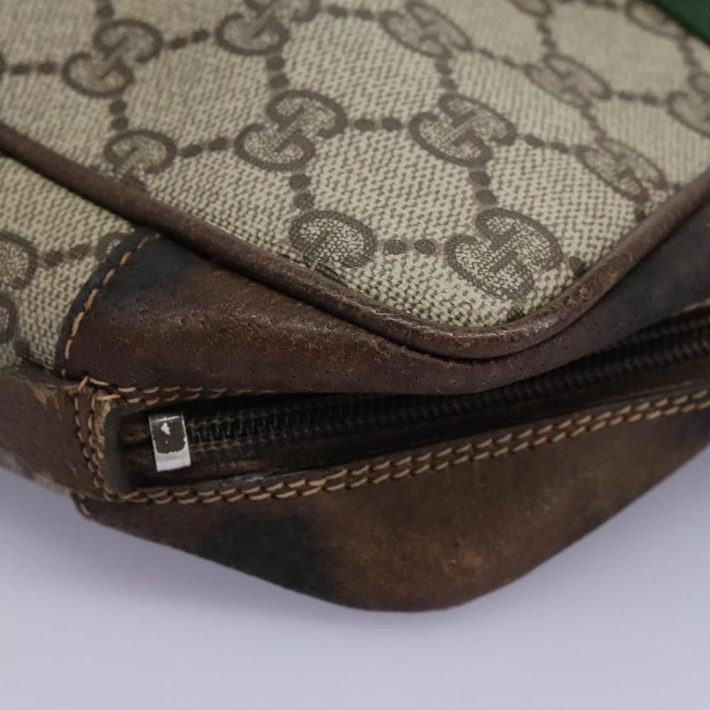 GUCCI GG Supreme Web Sherry Line Clutch Bag PVC Beige Red Green Auth th5590 - Picture 7 of 16